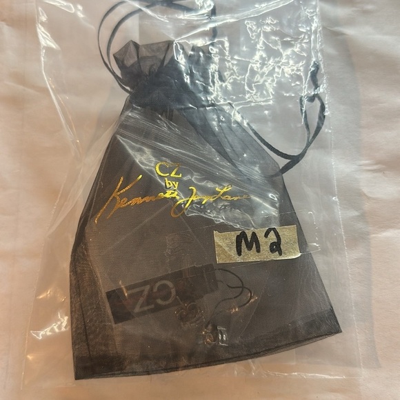 NWT, Kenneth Jay Lane CZ, Silver Pear Shaped Earrings, Stud Post - Picture 6 of 6